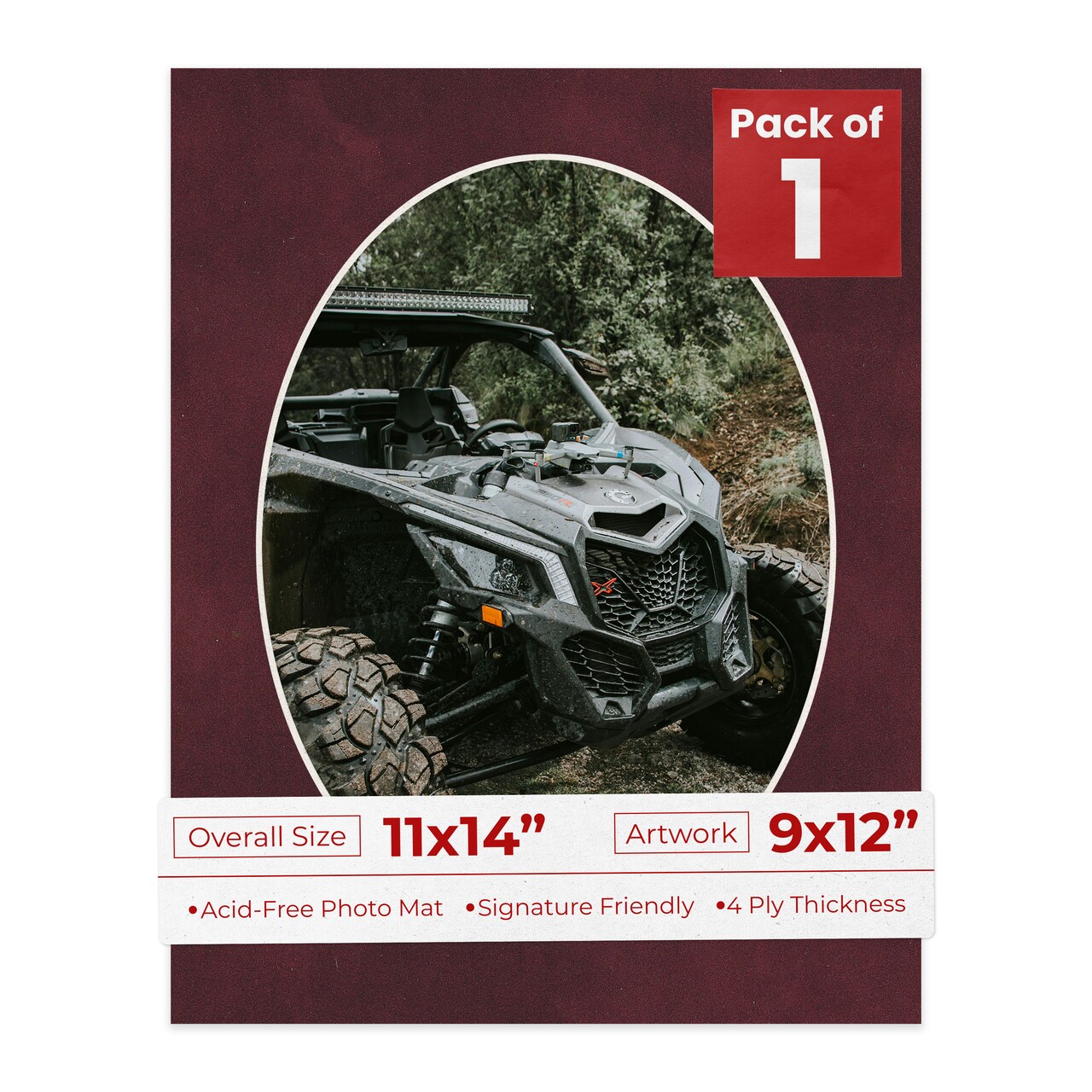 Dark Red Suede Mat Board for 11x14 Frames - Oval Opening for 9x12 Photos